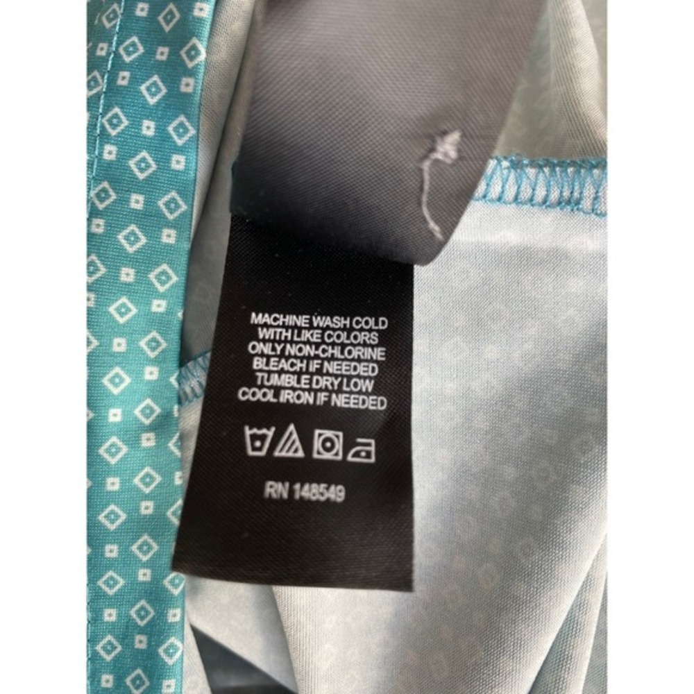Kenneth Cole AOP Geo Golf Polo Men Size 1X Teal Athletic Performance NWT - Picture 8 of 9